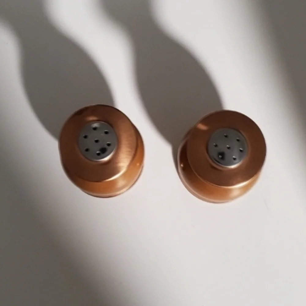 Vintage Wood & Copper Salt and Pepper Shakers